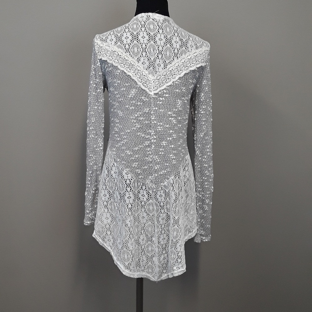 BLUE planet lace open front cardigan size Medium - Picture 4 of 8